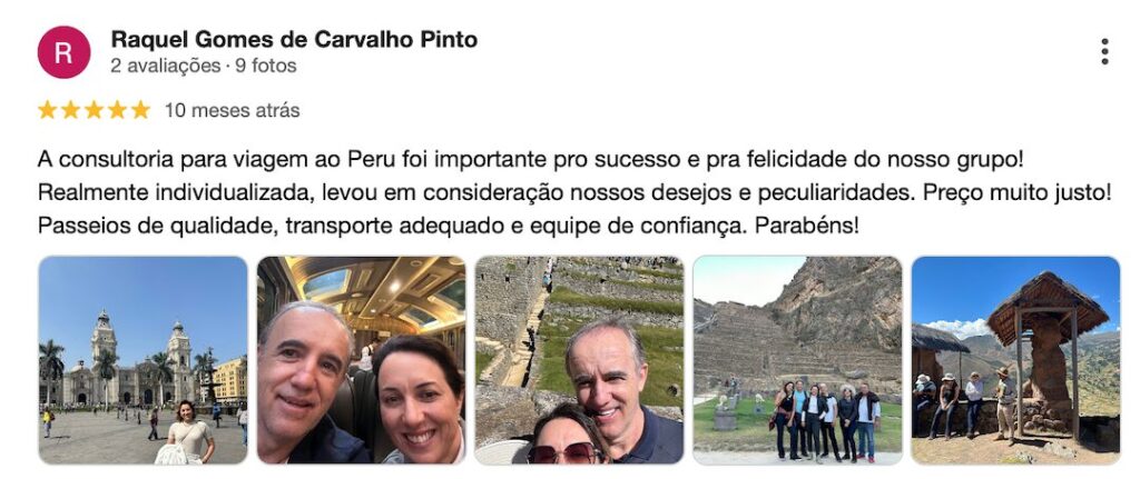 feedback de outras pessoas que contrataram serviço de roteiros personalizados